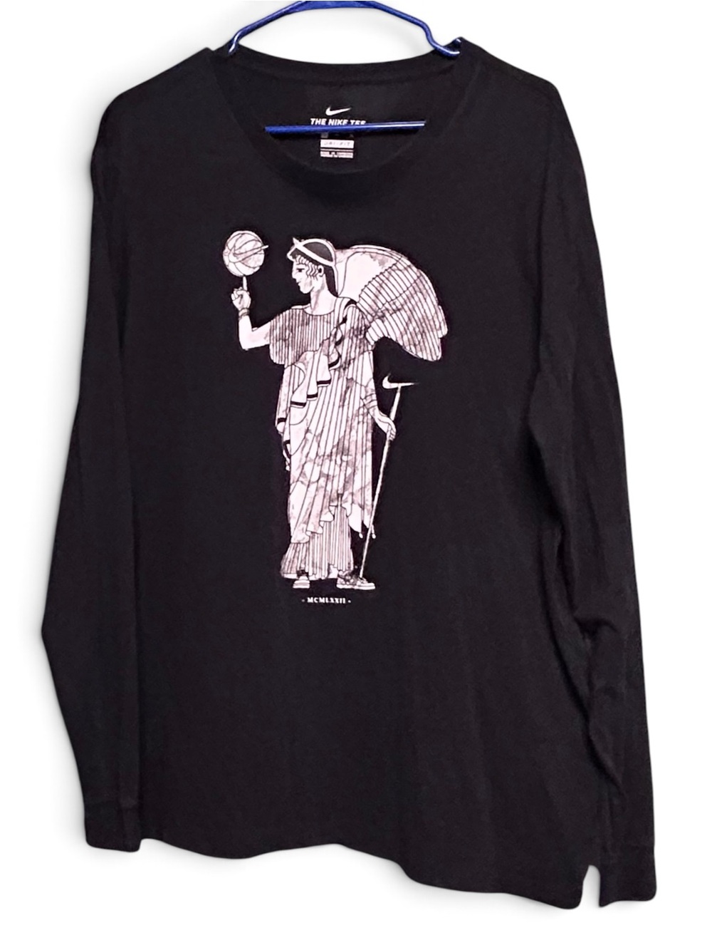Nike Black Long-Sleeve Tee with White Classical Statue Graphic